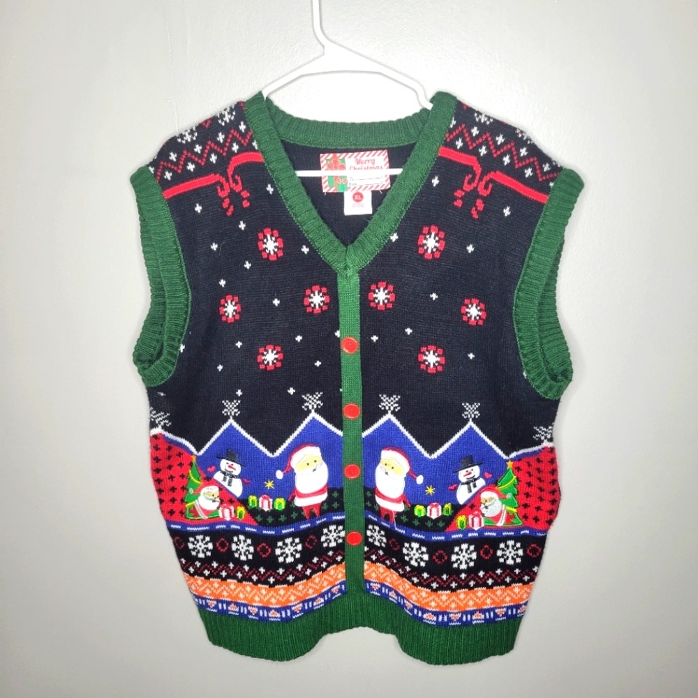 MERRY CHRISTMAS Sweater Vest Size XL